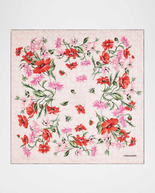 Monoflow Floral-Print Satin Scarf